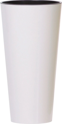 Tubus Slim lillepott sisuga 40 cm, läikiv valge