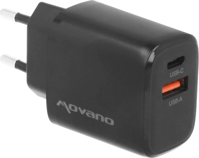Two ports: USB‑C PD + USB‑A