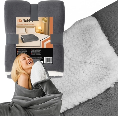 Reversible Blanket 150x200 cm Dark Gray Ruhhy