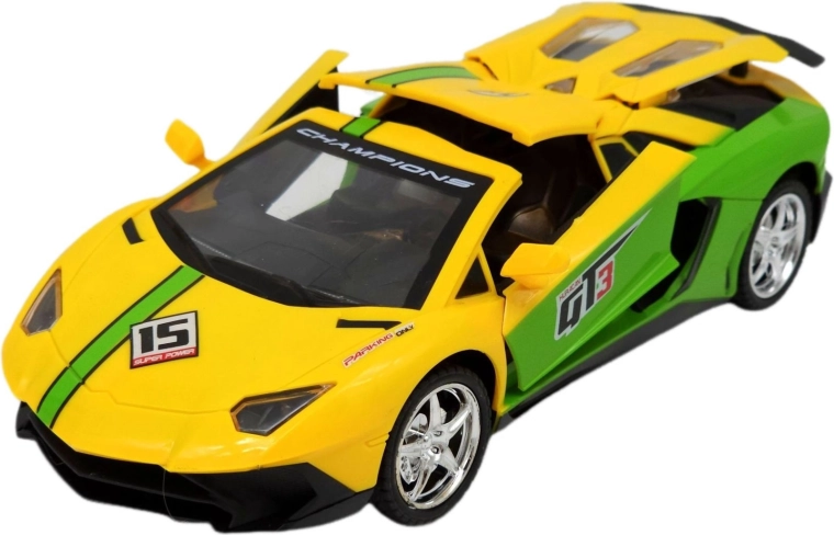 Kaugjuhtimisega sportauto LED-tuledega, kollane