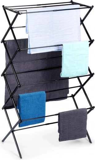 Metallist vertikaalne kokkupandav pesukuivatusrest 43–75 × 37,5 × 139 cm VILDE