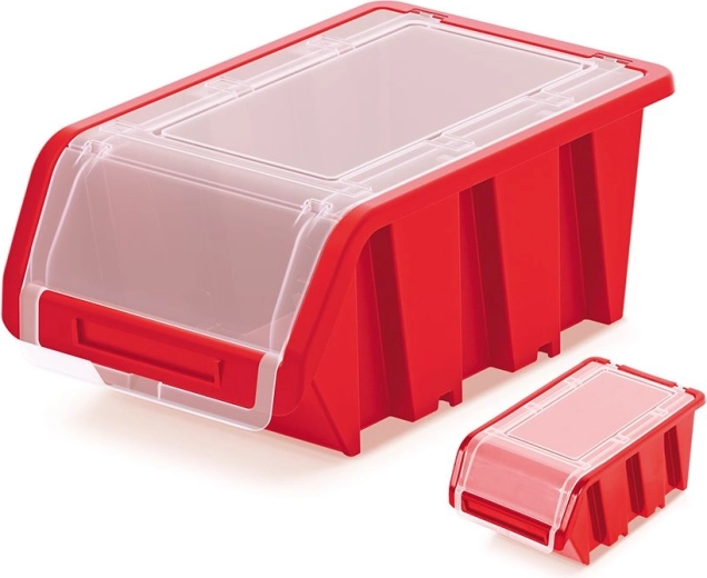 Plastist suletav hoiukarp läbipaistva kaanega, 155 × 100 × 70 mm, punane