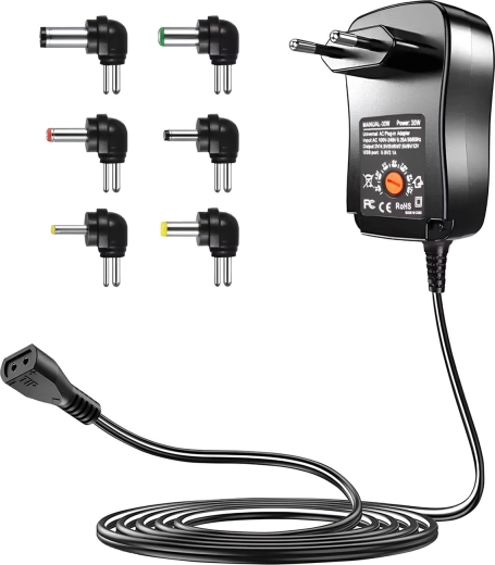 Universaalne Renew Force'i võrgutoiteadapter reguleeritava pingega 3–12 V ja USB-pordiga