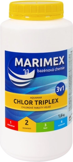 Marimex Chlor Triplex 1,6 kg – mitmeotstarbelised basseinipuhastustabletid