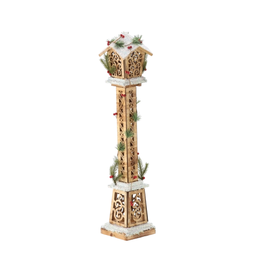 Wooden design with winter decorations