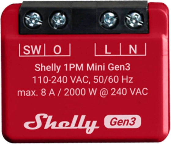 Nutikas lüliti Shelly 1PM Mini Gen3 WiFi ja Bluetoothiga