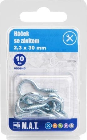 Keermestatud konks 30 × 2,3 mm, tsingitud (10 tk)
