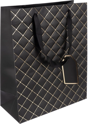 Paberist kinkekott quilt 26 × 12 × 32 cm – Must