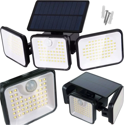 IZOXIS päikeseenergial töötav välistingimuselamp 180 LED-iga, PIR- ja hämarussensor, IP65