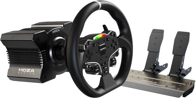 Moza Racing R5 RS20 komplekt: rool otseajamiga, SR‑P Lite pedaalid ja lauale kinnitus (PC)