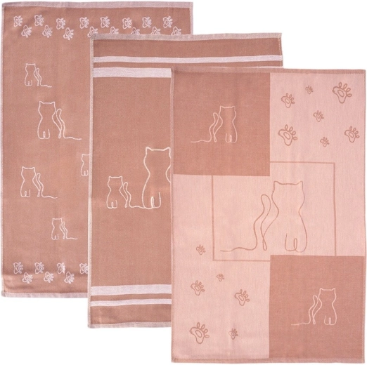 Puuvillased köögirätikud Kotek 70 × 50 cm, pruunid – 3 tk