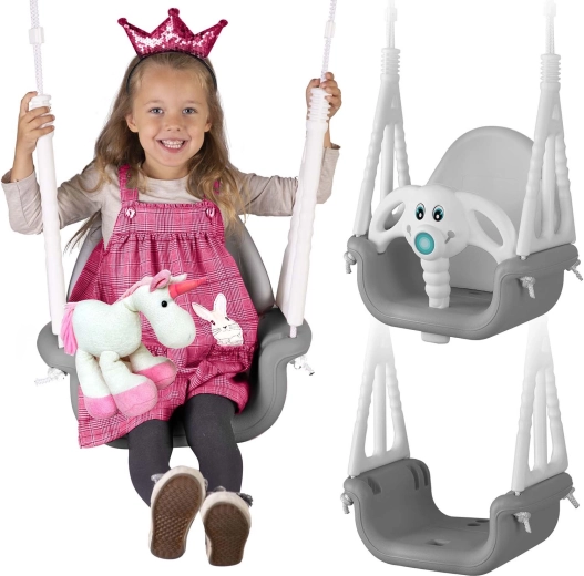 Ricokids laste kiige-iste Elevant 3-ühes, hall-valge