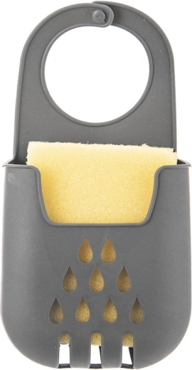 Silicone hanging sponge holder with drain, gray