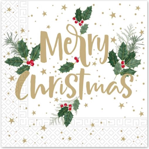 Jõulupaberist salvrätikud 33 × 33 cm, 3-kihilised, Merry Christmas, 20 tk