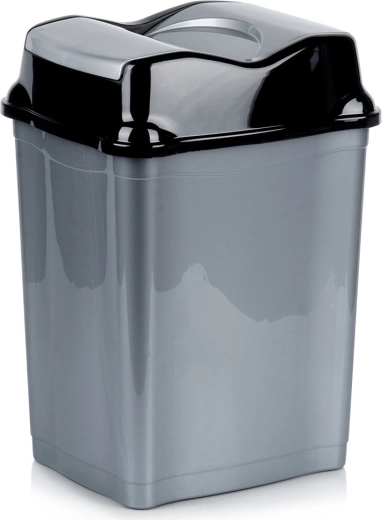 Plastikust prügikast 28 l klapika­anega, hall