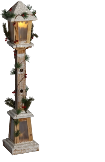 Valge puidust jõululatern LED-valgustusega, 85 cm