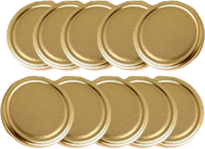 Kuldne metallkaas hoidistepurkidele 82 mm (10 tk)