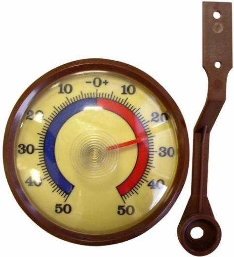 Välimööda mehaaniline termomeeter, -50 kuni +50 °C, pruun plast, 7,1 × 2 cm