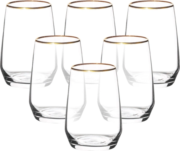 RUBIN GOLD set of glasses with a gold rim 450 ml, 6 pcs