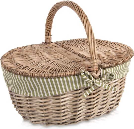 Kaane ja sangaga vitstest piknikukorv 42 × 32 × 35 cm