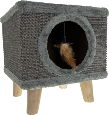 Cozy bed with a hanging toy