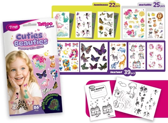Set of tattoo stickers with cute designs