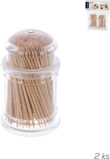 Bambusest hambaork ja tikud plastist dosaatoris 2×200 tk