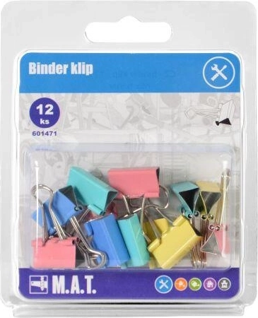 Kontoriklambrid Binder – värvide segu, 12 tk
