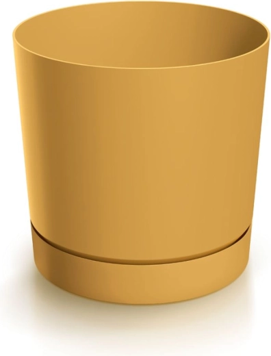 Lillepott alusega TUBO P 12,8 cm sinepikollane