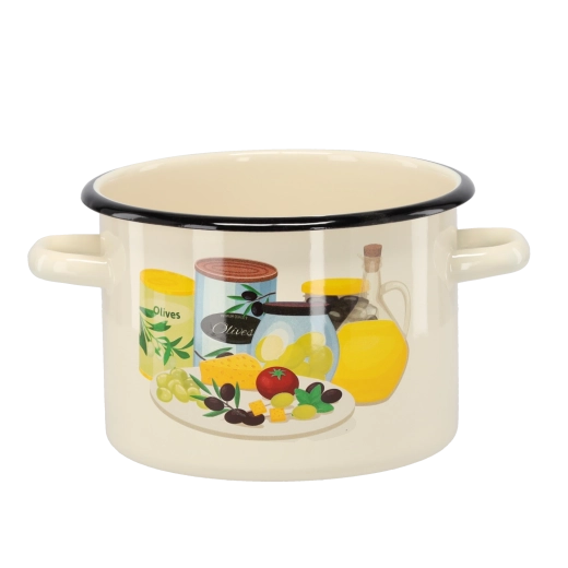 Emailitud pott oliivimustriga 3 l, 18 cm