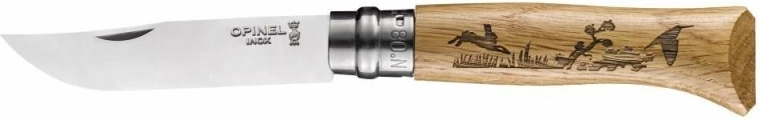 Opinel N°08 Inox Animalia 2019 taskunuga, tammepuit, jänese motiiv