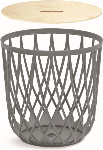 Universaalne korv puidust kaanega 39 cm – hall kivi
