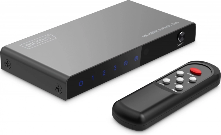 4K HDMI lüliti 3x1 kaugjuhtimisega, 60 Hz, must