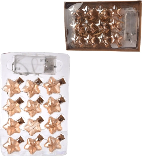 LED-valguskett tähed – soe kollane, 12 LED-i, 140 cm