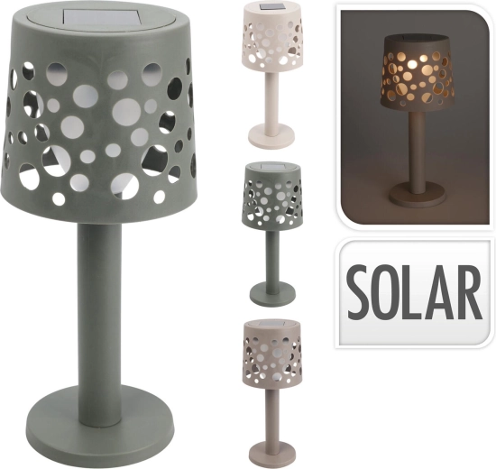 Solar table LED lamp with round shade, height 21 cm, mix of colors