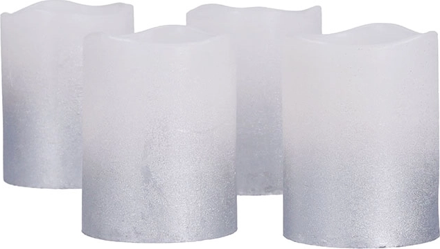 Solight LED-küünalde komplekt taimeriga, 4 tk, 6,5 cm, hõbe-valge
