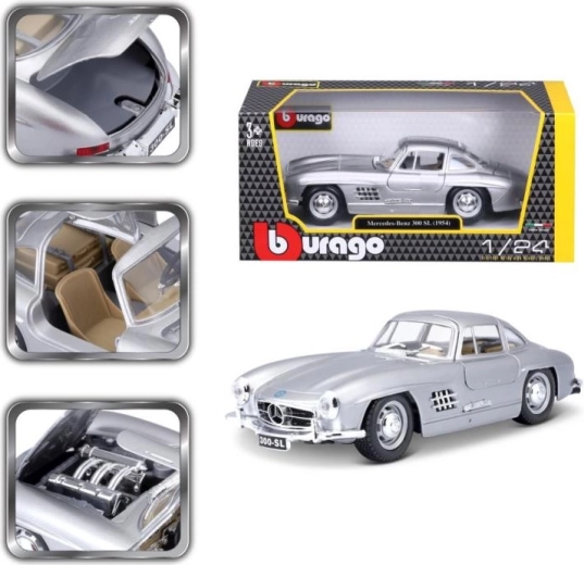 Metallmudel BBURAGO 1:24 MERCEDES-BENZ 300 SL, hõbedane