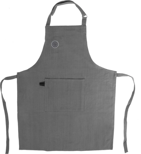 Cotton kitchen apron with ties, grey