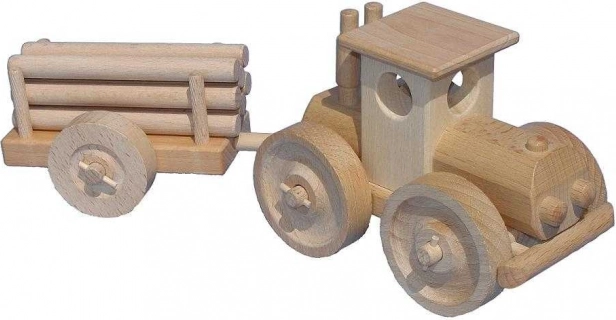 Puidust traktor palgikäruhaagisega CEEDA CAVITY – naturaalne