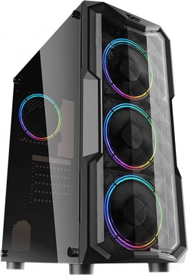 Arvutikorpus Darkflash Aquarius Acrylic must, midi tower karastatud klaasiga