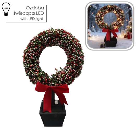 Christmas decoration – LED wreath in a flowerpot 47 cm