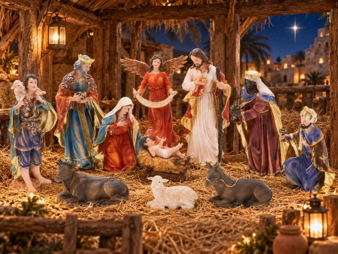 A complete nativity scene in one set