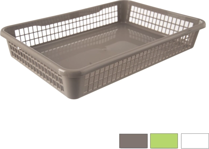 Plastist organiseerija – madal korv 38,5 × 25,5 × 6,5 cm (värvide segu)
