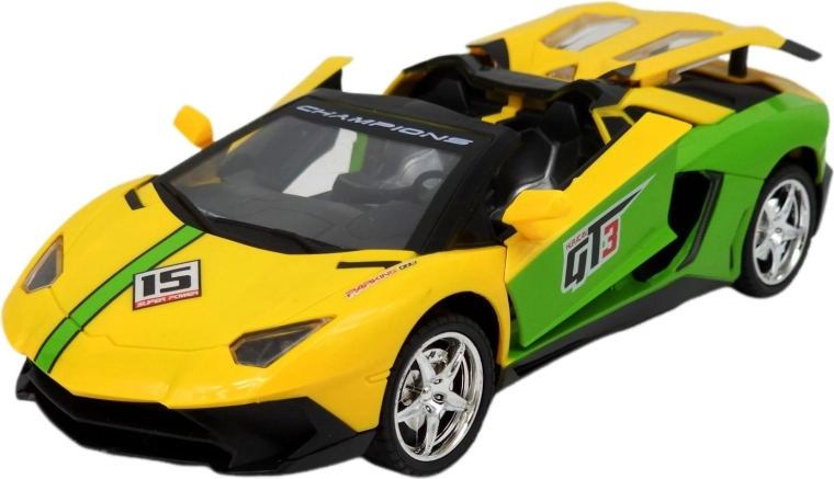Kaugjuhitav sportlik kabriolettauto LED-tuledega, kollane – 1 tk