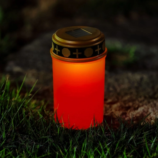 Maasse torgatav päikesetoitel LED-kalmulatern vilkuva sooja valge valgusega – 1 tk