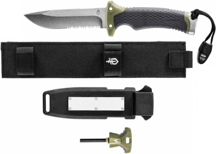 Gerber Ultimate Survival – ellujäämisnuga 12 cm Stonewash-viimistluse ja tupiga