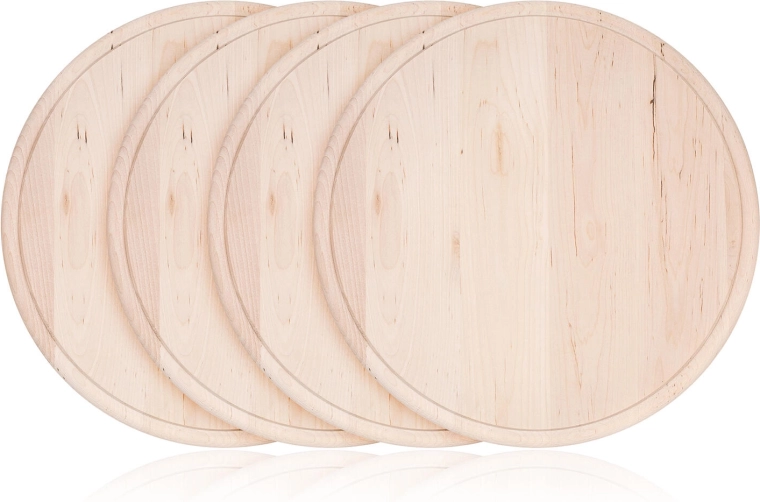 Ümmargune puidust lõikelaud 22 cm BBQ – komplekt 4 tk