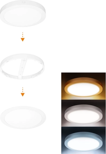 Solight LED mini paneel vannituppa 2in1 3CCT 18 W IP54 valge ümmargune