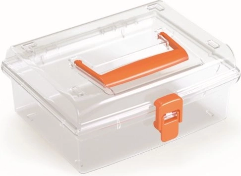 Plastist organiseerija läbipaistva kaanega, oranž, 195 × 174 × 85 mm
