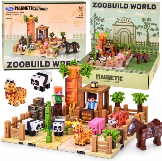 Magnetic Building Blocks Zoo – Pixel Blocks 247 Pieces